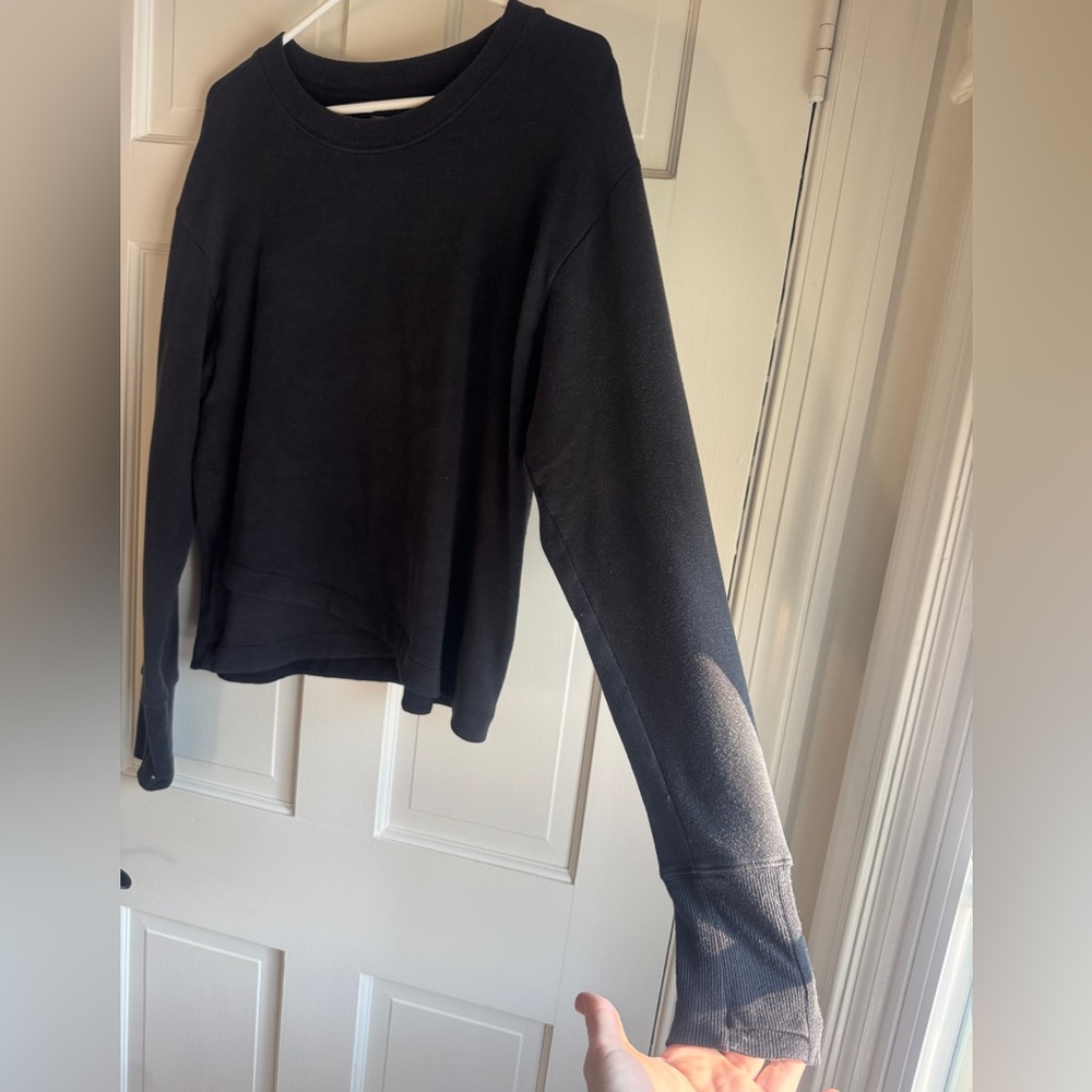 Athleta Black Cropped Sweatshirt Pullover | Size M | Soft Cozy - Picture 3 of 8
